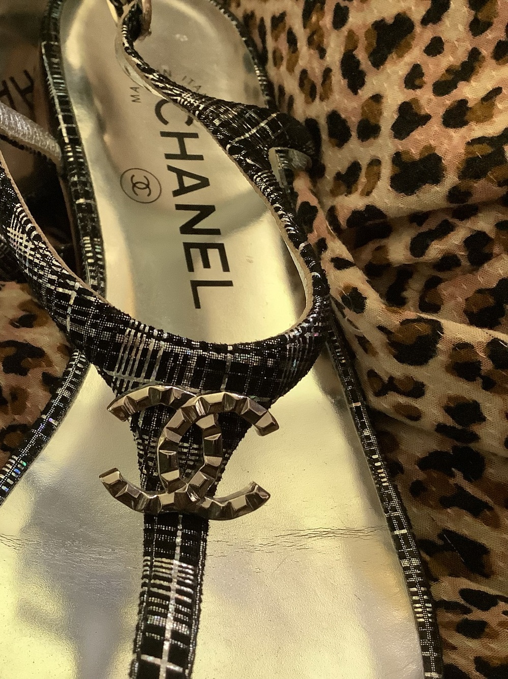 Chanel Metallic Thong
 Sandals